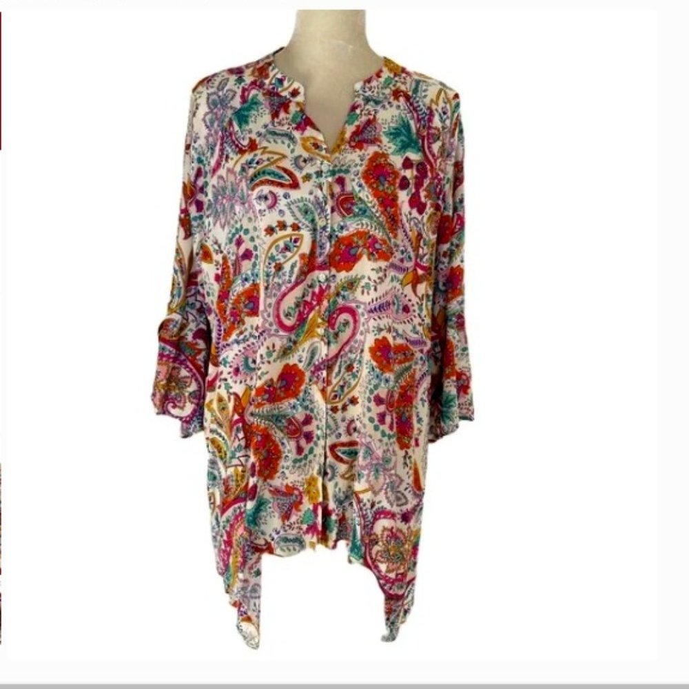 GRAND & GREENE OLIVE FLORAL BLOUSE